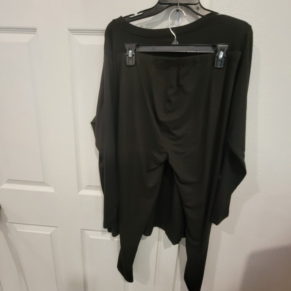 New Black 2-pc jersey like fabric pantsuit with pocket top plus sizes 2x and 3x